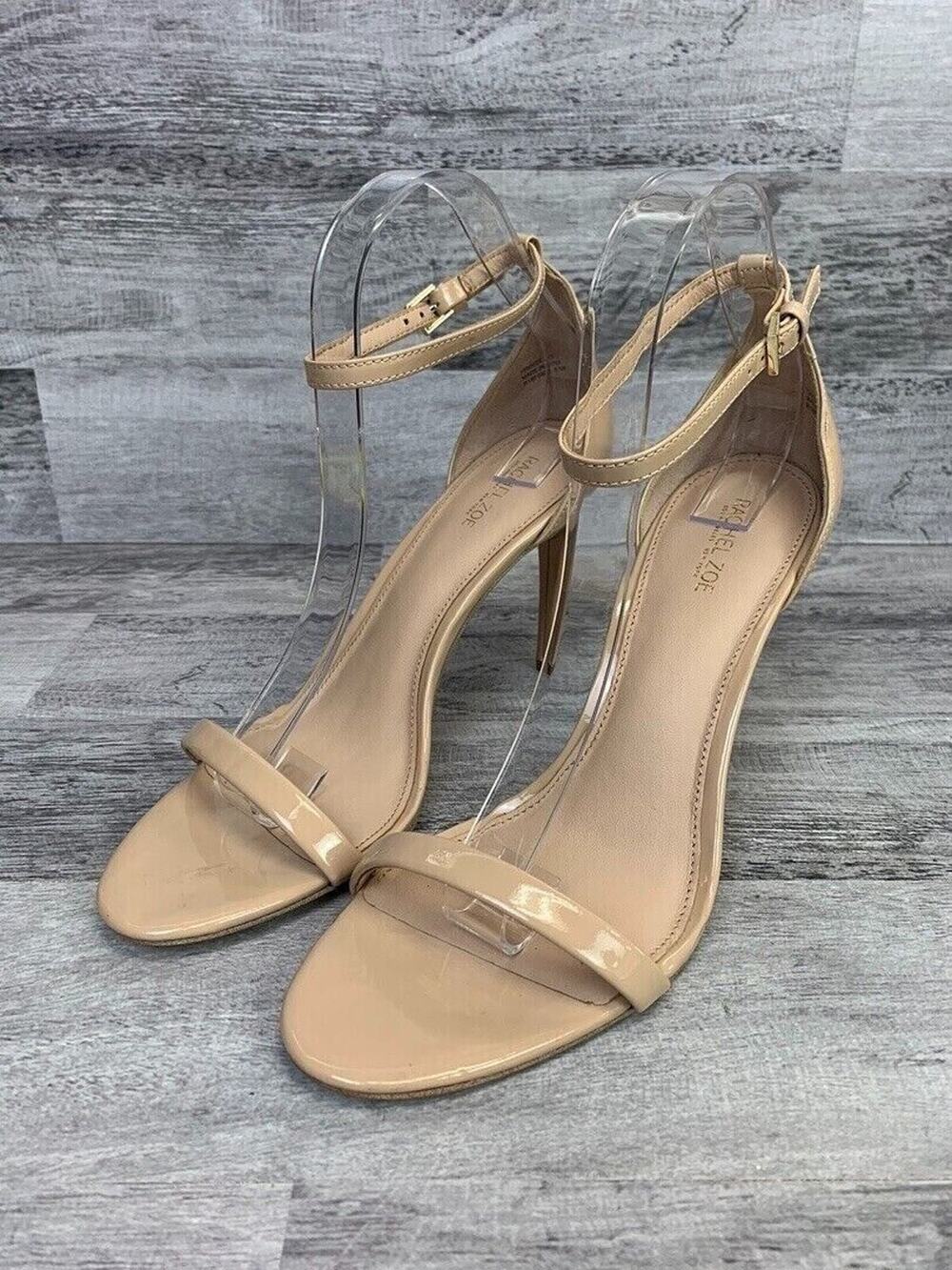 Rachel Zoe Womens Nude Patent Leather Ankle Strap Stiletto Heels Size 9.5